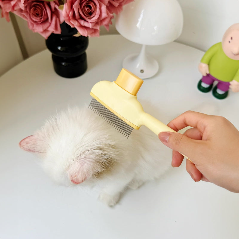 Dog & Cat Grooming Brush – Self-Cleaning Slicker Brush with 1-Button Hair Removal, Deshedding & Massage Tool for Dogs and Cats