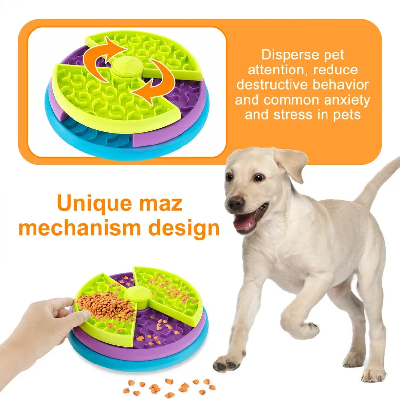 Dog Slow Feeder Interactive Dog Puzzle Game Toy Reusable 3 Layers Puzzle Puppy Feeder for Pet Avoid Gulping