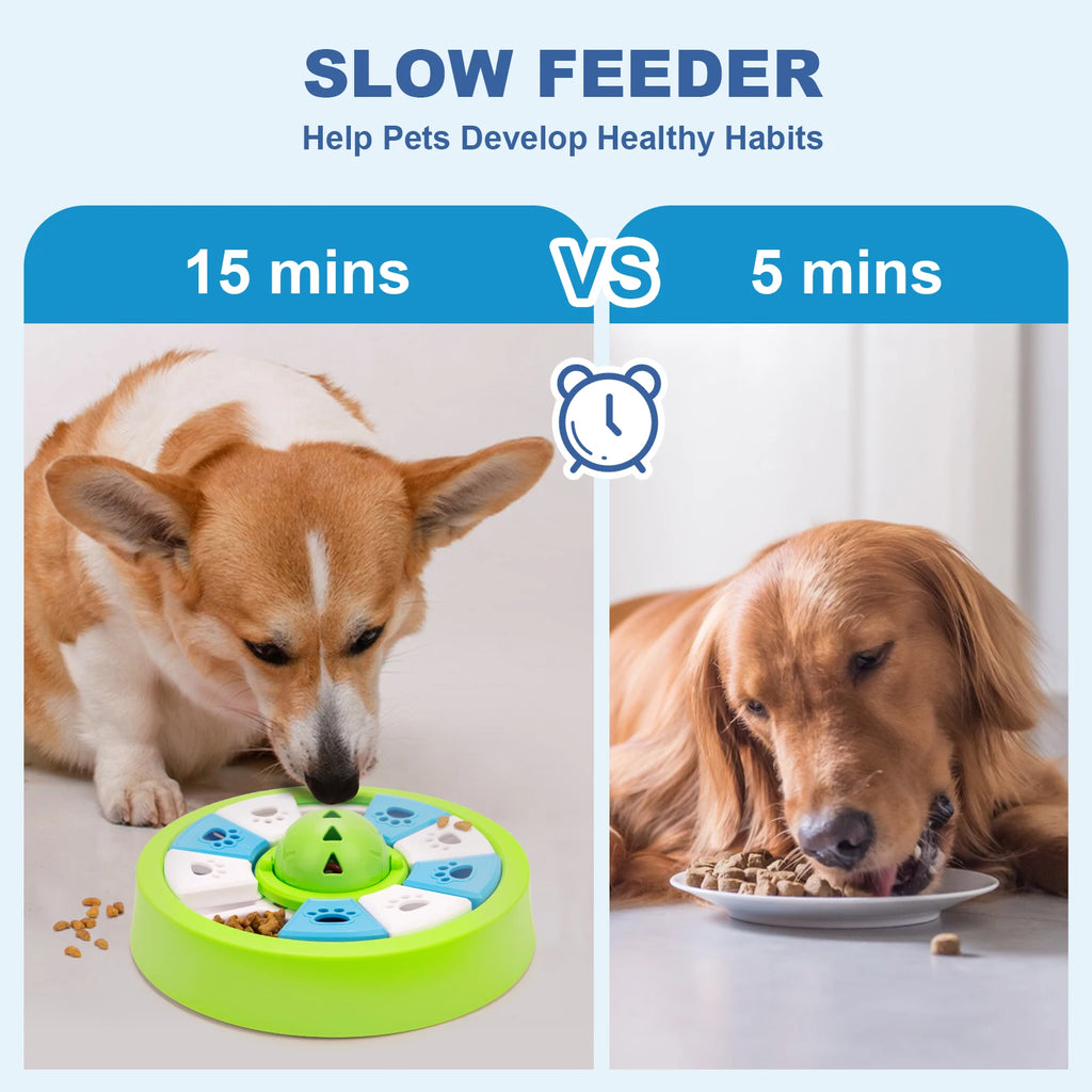 Dog Slow Feeder Bowl Cats Puzzle Toy Snack Storage Food Dispenser Boredom Buster Pet Dish Unique Puzzle Design IQ Training Game