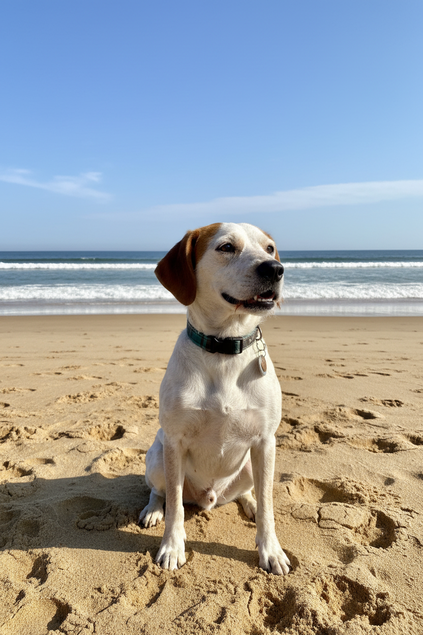 Woody on the beach